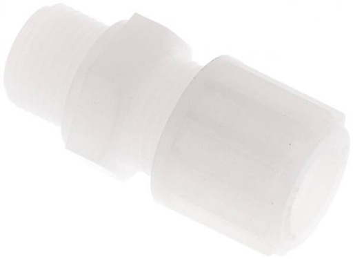 [F28B5] 12x10mm & G3/8'' PVDF Straight Compression Fitting with Male Threads 10 bar