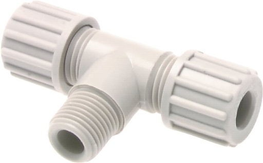 [F28M6] 8x6mm Y G1/8'' Racor De Compresión De PP En Forma De T Con Rosca Macho 10 Bar