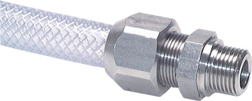 [F28W2] 20x13mm & G1/2'' RVS Rechte Knelfitting Buitendraad 10bar PTFE