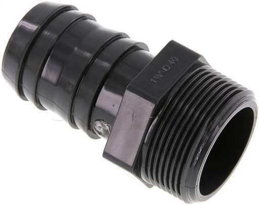 [F29AF] 40 mm & G1-1/2'' PVC-U Hose Barb Male 89mm EN 1452-3