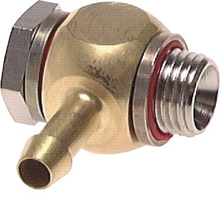 [F29EF] 6 mm (1/4'') & G1/8'' Brass Elbow Hose Barb with Male Threads Elastomer Rotatable