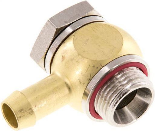 [F29EK] 9 mm (3/8'') & G3/8'' Brass Elbow Hose Barb with Male Threads Elastomer Rotatable
