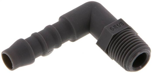 [F29EU] 6 mm (1/4'') & R1/8'' PA 6 Elbow Hose Barb with Male Threads