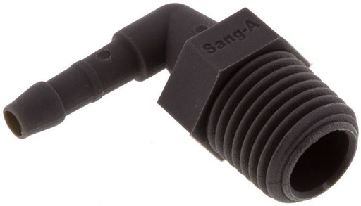 [F29EX] 4 mm & R1/4'' PA 6 Coude Barb avec filetages mâles