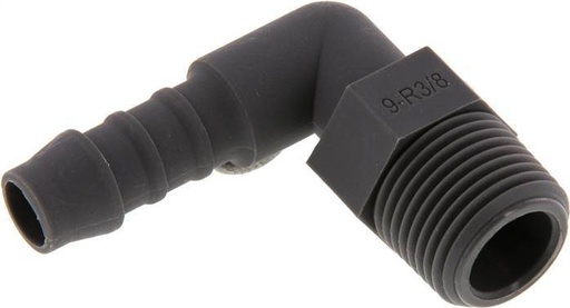 [F29F6] 9 mm (3/8'') & R3/8'' PA 6 Coude Barb avec filetages mâles