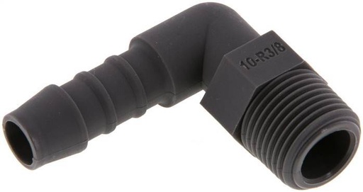[F29F7] 10 mm & R3/8'' PA 6 Coude Barb avec filetages mâles