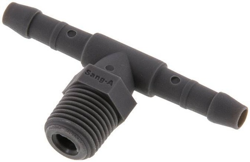 [F29FP] 4 mm & R1/8'' PA 6 Tee Hose Barb avec filetages mâles