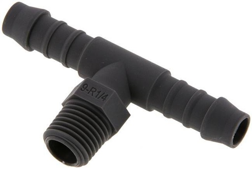 [F29FU] 9 mm (3/8'') & R1/4'' PA 6 Tee Hose Barb with Male Threads