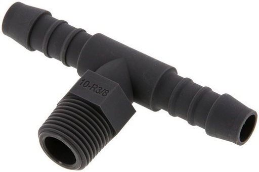 [F29FV] 10 mm & R3/8'' PA 6 Tee Hose Barb with Male Threads