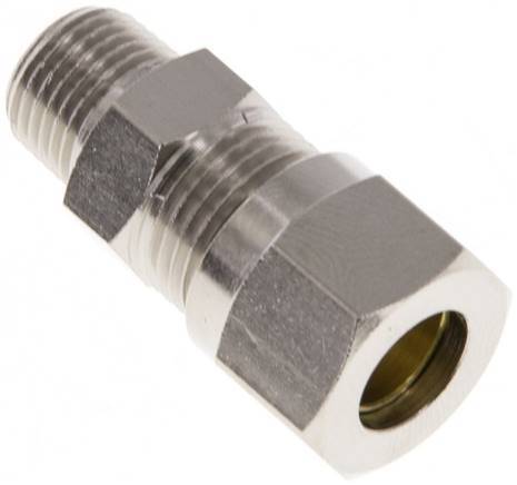 [F2A3U] 8LL & R1/8'' Nickel plated Brass Straight Cutting Fitting with Male Threads 100 bar ISO 8434-1