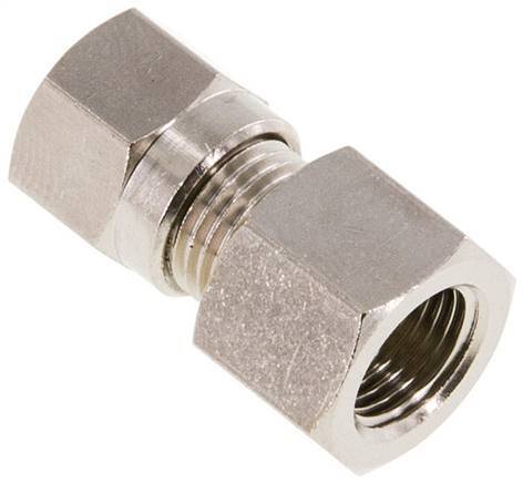 [F2A46] 6LL & G1/8'' Nickel plated Brass Straight Cutting Fitting with Female Threads 100 bar ISO 8434-1