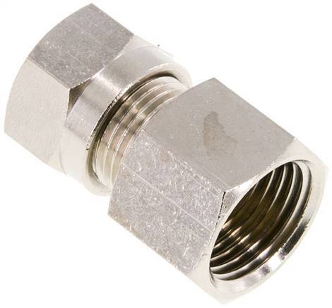 [F2A4E] 12L & G1/2'' Messing vernickelt Gerade Schneidverschraubung mit Innengewinde 75 bar ISO 8434-1