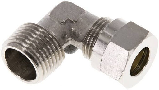 [F2A52] Raccord de coupe coude en laiton nickele 12L & R1/2'' à filetage mâle 75 bar ISO 8434-1