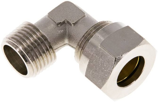 [F2A53] Raccord de coupe coude en laiton nickele 15L & R1/2'' à filetage mâle 70 bar ISO 8434-1