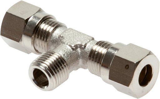 [F2A5K] 6LL & R1/8'' Nickel plated Brass T-Shape Tee Cutting Fitting with Male Threads 100 bar ISO 8434-1