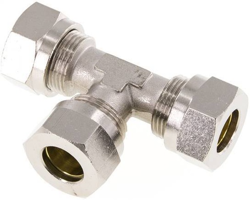 [F2A64] 15L Nickel plated Brass T-Shape Tee Cutting Fitting 70 bar ISO 8434-1