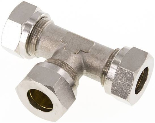 [F2A65] 18L Nickel plated Brass T-Shape Tee Cutting Fitting 65 bar ISO 8434-1