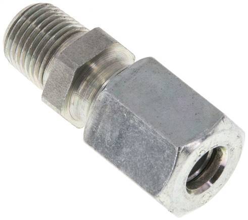 [F2A92] Raccord droit de coupe en acier zingue 6L & R1/8'' à filetage mâle 315 bar ISO 8434-1