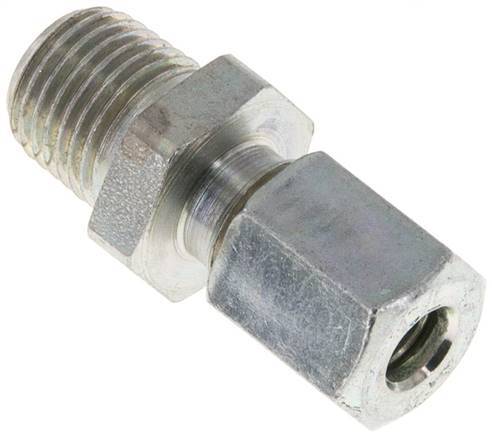 [F2A93] Raccord droit de coupe en acier zingue 6L et R1/4'' à filetage mâle 315 bar ISO 8434-1