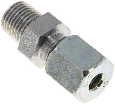 [F2A9J] 6S & R1/4'' Racor de corte recto de acero zincado con rosca macho 630 bar ISO 8434-1