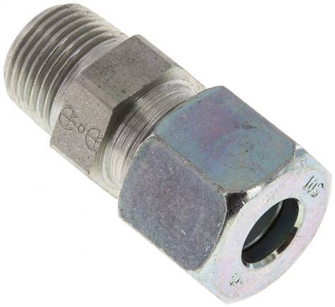 [F2A9M] 10S & R3/8'' Raccord droit de coupe en acier zingue à filetage mâle 630 bar ISO 8434-1
