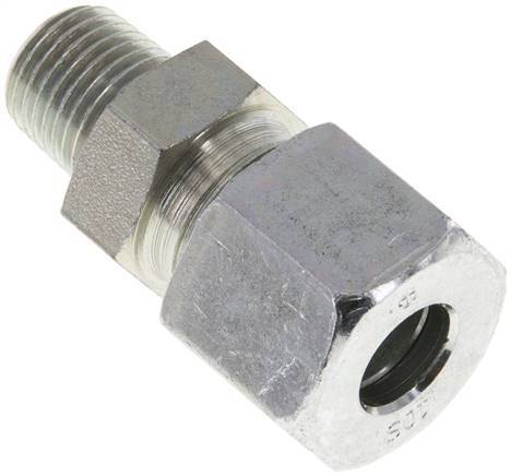 [F2A9N] 10S y R1/4'' Racor de corte recto de acero galvanizado con rosca macho 630 bar ISO 8434-1