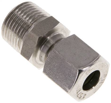 [F2AA5] Racor de corte recto de acero inoxidable 8L y R3/8'' con rosca macho 315 bar ISO 8434-1