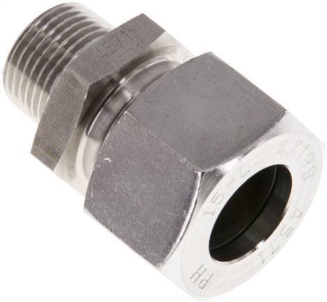 [F2AAE] Accesorio de corte recto de acero inoxidable 15L y R3/8'' con rosca macho 315 bar ISO 8434-1