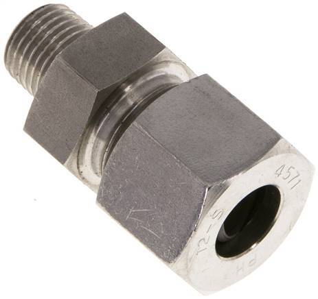 [F2AAS] Accesorio de corte recto de acero inoxidable 12L y R1/4'' con rosca macho 630 bar ISO 8434-1