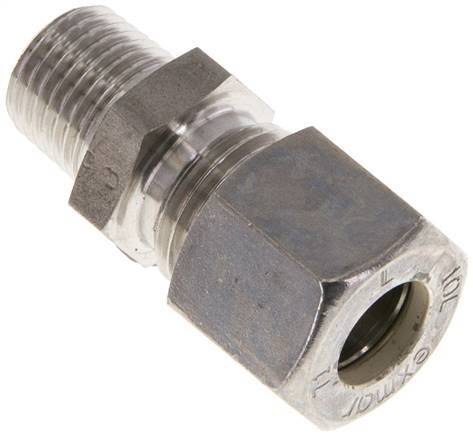 [F2AB9] 10L & R1/4'' RVS Rechte Knelfitting Buitendraad 315bar ISO 8434-1