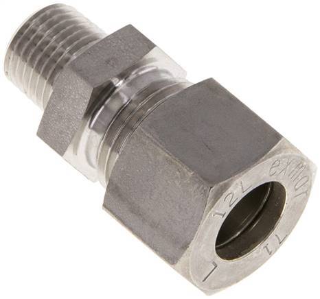 [F2ABD] 12L & R1/4'' RVS Rechte Knelfitting Buitendraad 315bar ISO 8434-1