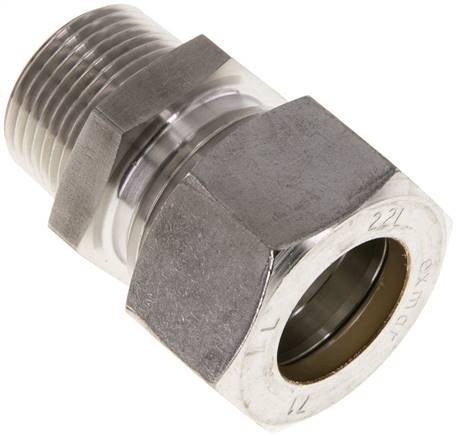 [F2ABJ] Raccord à compression droit en acier inoxydable 22L & R3/4'' avec filetage mâle 160 bar ISO 8434-1