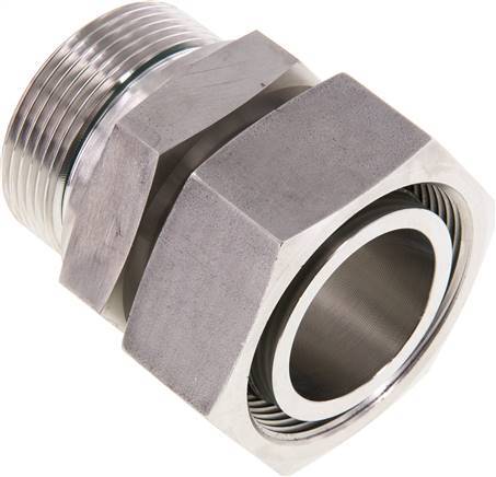 [F2AGM] 42L y G1-1/2'' Acero Inoxidable Giratorio Recto con Rosca Macho 160 bar FKM Ajustable ISO 8434-1