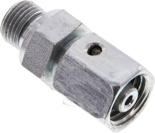 [F2AGZ] 6L & G1/8'' Acier zingue Raccord tournant droit avec filetage mâle 315 bar Joint torique NBR Cône d'etancheite Ajustable ISO 8434-1
