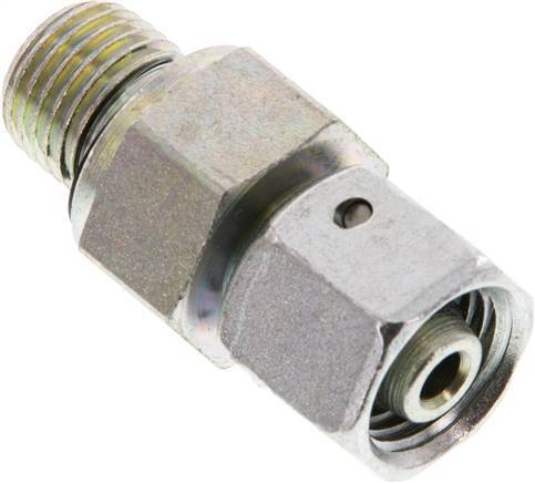 [F2AH2] 8L & G1/4'' Acier zingue Raccord tournant droit avec filetage mâle 315 bar Joint torique NBR Cône d'etancheite Ajustable ISO 8434-1
