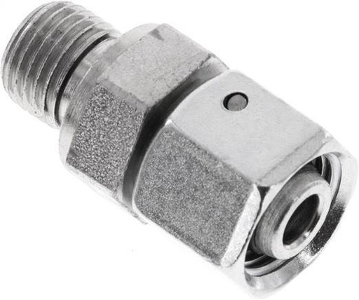 [F2AH3] 10L & G1/4'' Acier zingue Raccord tournant droit avec filetage mâle 315 bar Joint torique NBR Cône ajustable ISO 8434-1
