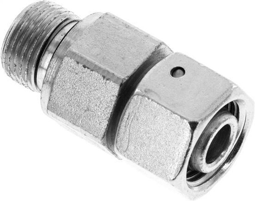 [F2AH5] 12L & G3/8'' Acier zingue Raccord tournant droit avec filetage mâle 315 bar Joint torique NBR Cône d'etancheite Ajustable ISO 8434-1