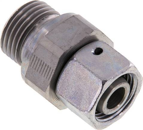 [F2AH6] 12L & G1/2'' Acier zingue pivotant droit avec filetage mâle 315 bar Joint torique NBR Cône d'etancheite reglable ISO 8434-1