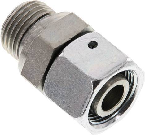 [F2AH7] 15L & G1/2'' Acier zingue Raccord tournant droit avec filetage mâle 315 bar Joint torique NBR Cône d'etancheite Ajustable ISO 8434-1