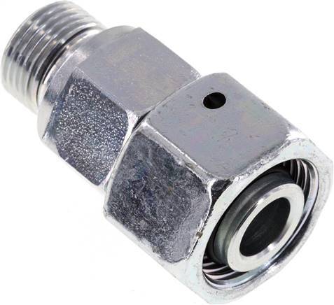 [F2AH8] 15L & G3/8'' Acier zingue pivotant droit avec filetage mâle 315 bar Joint torique NBR Cône d'etancheite reglable ISO 8434-1
