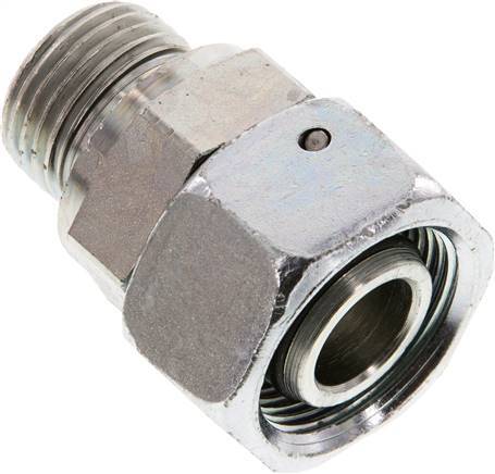 [F2AHA] 18L & G1/2'' Acier zingue Raccord tournant droit avec filetage mâle 315 bar Joint torique NBR Cône d'etancheite Ajustable ISO 8434-1