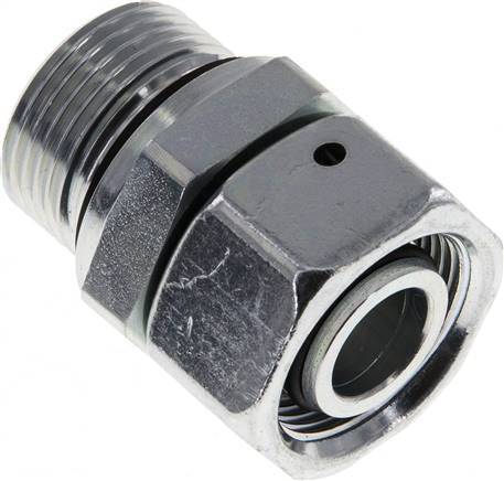 [F2AHB] Acier zingue 18L & G3/4'' Pivot droit avec filetage mâle 315 bar Joint torique NBR Cône reglable ISO 8434-1