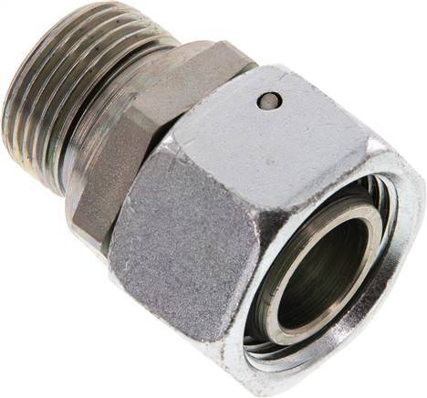 [F2AHC] 22L & G3/4'' Acier zingue Raccord tournant droit avec filetage mâle 160 bar Joint torique NBR Cône d'etancheite Reglable ISO 8434-1