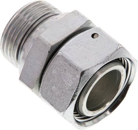 [F2AHD] 28L & G1'' Acier zingue Raccord tournant droit avec filetage mâle 160 bar Joint torique NBR Cône ajustable ISO 8434-1