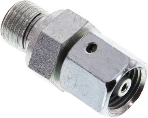 [F2AHH] 6S & G1/4'' Acier zingue Raccord tournant droit avec filetage mâle 630 bar Joint torique NBR Cône ajustable ISO 8434-1