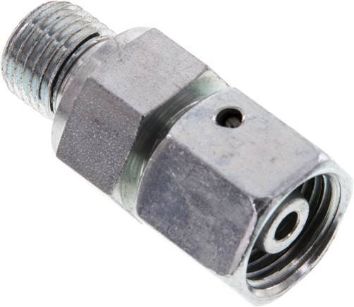 [F2AHJ] 8S & G1/4'' Acier zingue Raccord tournant droit avec filetage mâle 630 bar Joint torique NBR Cône ajustable ISO 8434-1
