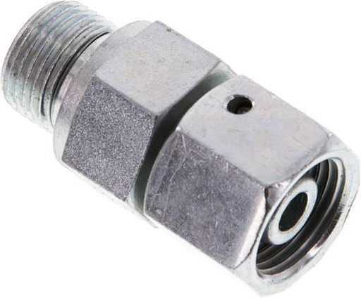 [F2AHK] 10S & G3/8'' Acier zingue Raccord tournant droit avec filetage mâle 630 bar Joint torique NBR Cône ajustable ISO 8434-1