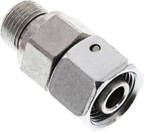 [F2AHM] 12S & G3/8'' Acier zingue Raccord tournant droit avec filetage mâle 630 bar Joint torique NBR Cône ajustable ISO 8434-1
