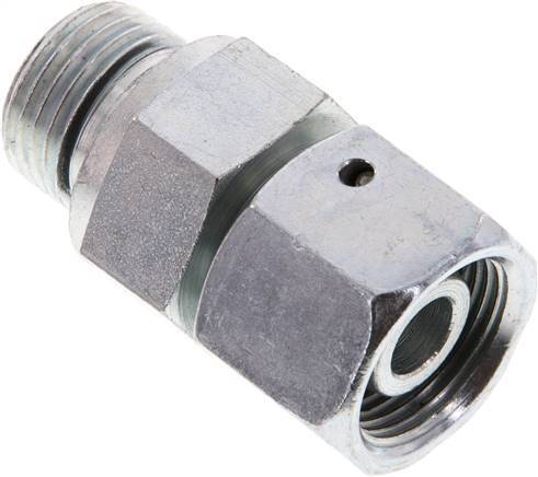 [F2AHP] 14S & G1/2'' Acier zingue Raccord tournant droit avec filetage mâle 630 bar Joint torique NBR Cône ajustable ISO 8434-1