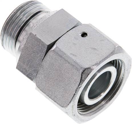 [F2AHS] 25S & G1'' Acier zingue Raccord tournant droit avec filetage mâle 400 bar Joint torique NBR Cône ajustable ISO 8434-1